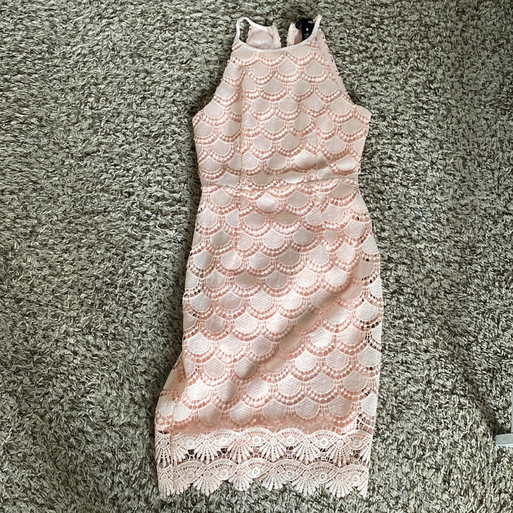 Aqua pink scallop dress